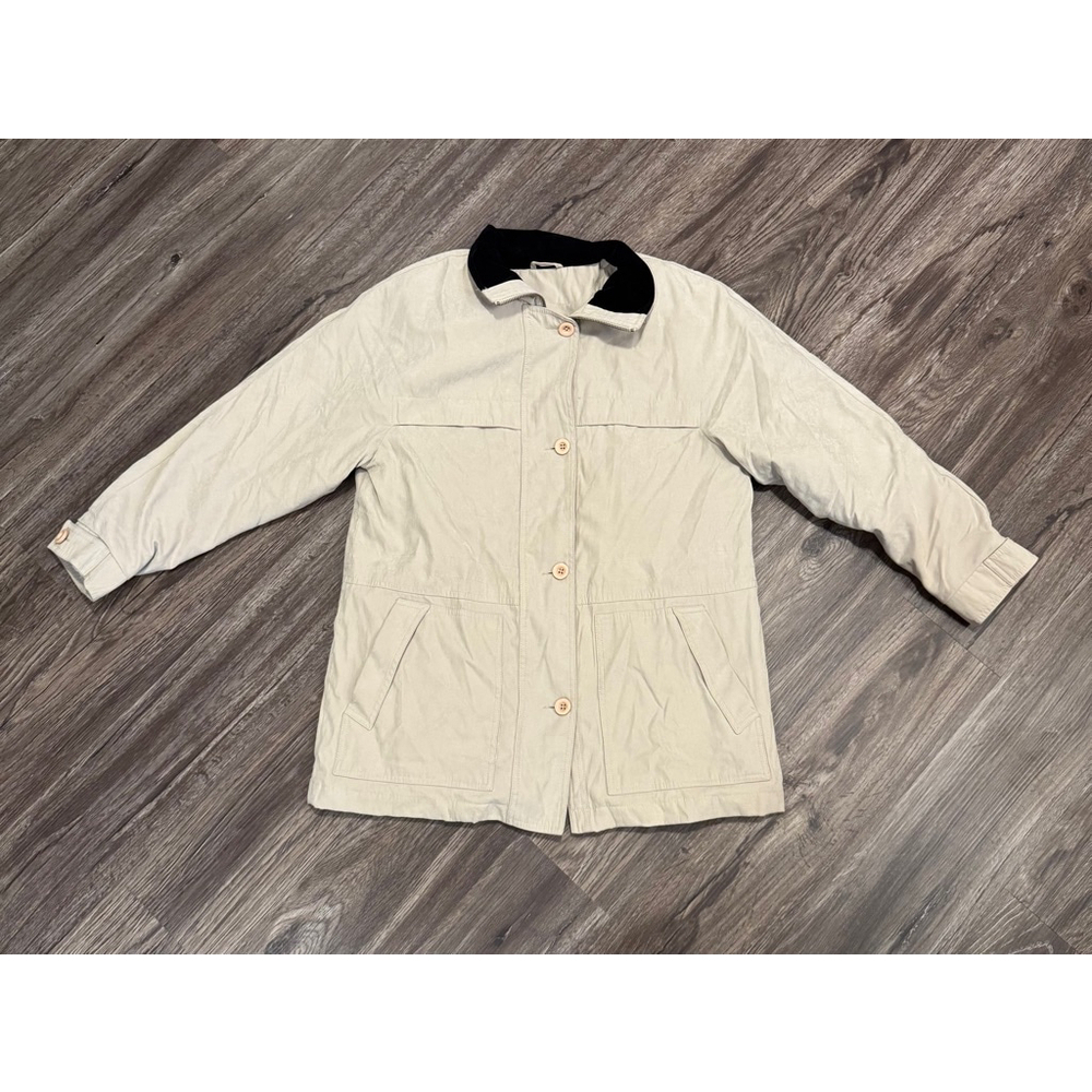 Vtg Westbound Petites Women's Khaki Tan Utility Chore Jacket Sz Med Petite - Picture 2 of 8